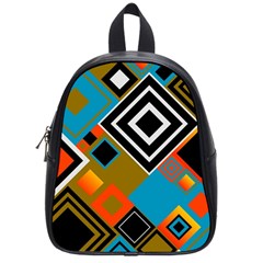 Retro Pattern Abstract Art Colorful Square School Bag (small) by Ndabl3x