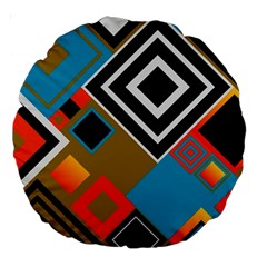 Retro Pattern Abstract Art Colorful Square Large 18  Premium Round Cushions by Ndabl3x