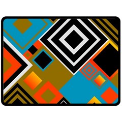 Retro Pattern Abstract Art Colorful Square Two Sides Fleece Blanket (large) by Ndabl3x