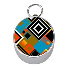 Retro Pattern Abstract Art Colorful Square Mini Silver Compasses by Ndabl3x