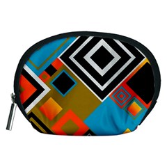 Retro Pattern Abstract Art Colorful Square Accessory Pouch (medium) by Ndabl3x