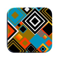 Retro Pattern Abstract Art Colorful Square Square Metal Box (black) by Ndabl3x