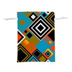 Retro Pattern Abstract Art Colorful Square Lightweight Drawstring Pouch (L) Front