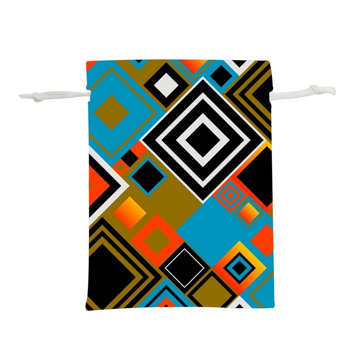 Retro Pattern Abstract Art Colorful Square Lightweight Drawstring Pouch (L)