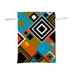 Retro Pattern Abstract Art Colorful Square Lightweight Drawstring Pouch (L) Back