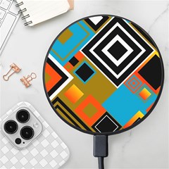 Retro Pattern Abstract Art Colorful Square Wireless Fast Charger(black) by Ndabl3x