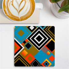 Retro Pattern Abstract Art Colorful Square Uv Print Square Tile Coaster  by Ndabl3x