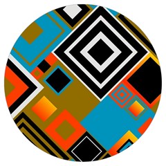 Retro Pattern Abstract Art Colorful Square Round Trivet by Ndabl3x