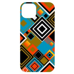 Retro Pattern Abstract Art Colorful Square Iphone 14 Plus Black Uv Print Case by Ndabl3x