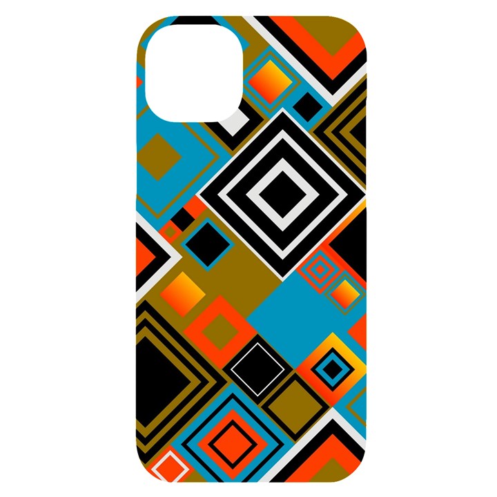 Retro Pattern Abstract Art Colorful Square iPhone 14 Plus Black UV Print Case