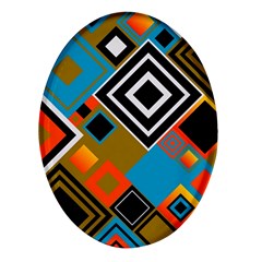 Retro Pattern Abstract Art Colorful Square Oval Glass Fridge Magnet (4 Pack) by Ndabl3x