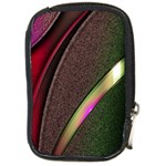 Abstract Curve Pattern Red Compact Camera Leather Case Front