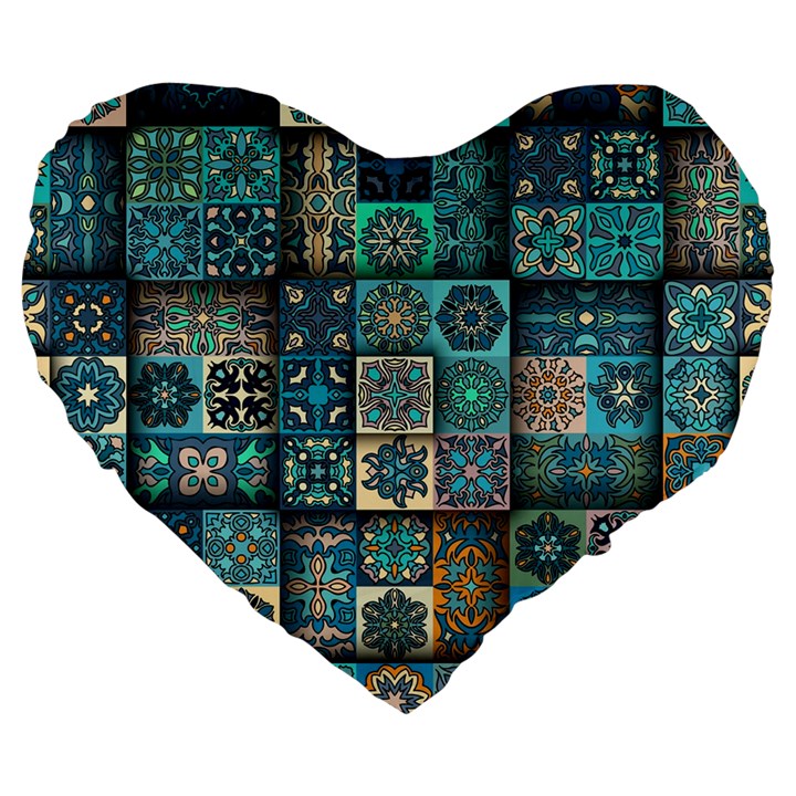 Texture Pattern Abstract Colorful Digital Art Large 19  Premium Heart Shape Cushions