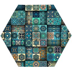 Texture Pattern Abstract Colorful Digital Art Wooden Puzzle Hexagon