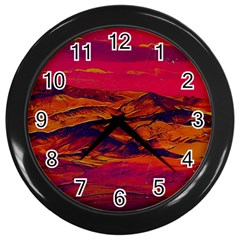 Time Wind Polishpattern Architecture Building City Cityscape Nature Pop-art Pop Surrealism  Retrowave Wall Clock (black) by Cemarart