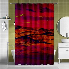 Time Wind Polishpattern Architecture Building City Cityscape Nature Pop-art Pop Surrealism  Retrowave Shower Curtain 48  x 72  (Small) 