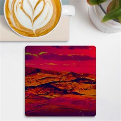 Time Wind Polishpattern Architecture Building City Cityscape Nature Pop-art Pop Surrealism  Retrowave Uv Print Square Tile Coaster  by Cemarart