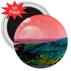 Unicorn Valley Aesthetic Clouds Landscape Mountain Nature Pop Art Surrealism Retrowave 3  Magnets (10 Pack)  by Cemarart