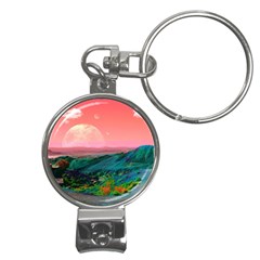 Unicorn Valley Aesthetic Clouds Landscape Mountain Nature Pop Art Surrealism Retrowave Nail Clippers Key Chain by Cemarart