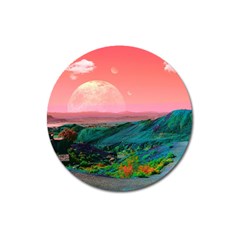 Unicorn Valley Aesthetic Clouds Landscape Mountain Nature Pop Art Surrealism Retrowave Magnet 3  (round) by Cemarart