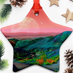 Unicorn Valley Aesthetic Clouds Landscape Mountain Nature Pop Art Surrealism Retrowave Star Ornament (two Sides) by Cemarart