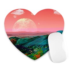 Unicorn Valley Aesthetic Clouds Landscape Mountain Nature Pop Art Surrealism Retrowave Heart Mousepad by Cemarart