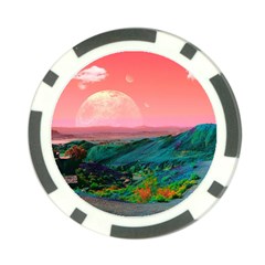 Unicorn Valley Aesthetic Clouds Landscape Mountain Nature Pop Art Surrealism Retrowave Poker Chip Card Guard by Cemarart