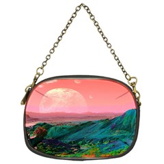 Unicorn Valley Aesthetic Clouds Landscape Mountain Nature Pop Art Surrealism Retrowave Chain Purse (one Side) by Cemarart