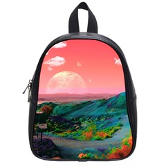 Unicorn Valley Aesthetic Clouds Landscape Mountain Nature Pop Art Surrealism Retrowave School Bag (small) by Cemarart