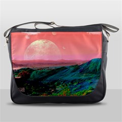 Unicorn Valley Aesthetic Clouds Landscape Mountain Nature Pop Art Surrealism Retrowave Messenger Bag by Cemarart