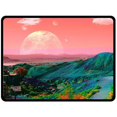 Unicorn Valley Aesthetic Clouds Landscape Mountain Nature Pop Art Surrealism Retrowave Two Sides Fleece Blanket (large) by Cemarart