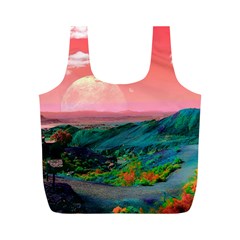 Unicorn Valley Aesthetic Clouds Landscape Mountain Nature Pop Art Surrealism Retrowave Full Print Recycle Bag (m) by Cemarart