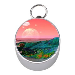 Unicorn Valley Aesthetic Clouds Landscape Mountain Nature Pop Art Surrealism Retrowave Mini Silver Compasses by Cemarart