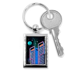 Fantasy City Architecture Building Cityscape Key Chain (rectangle) by Cemarart