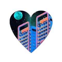 Fantasy City Architecture Building Cityscape Heart Magnet by Cemarart