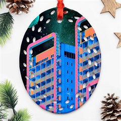 Fantasy City Architecture Building Cityscape Ornament (oval Filigree) by Cemarart