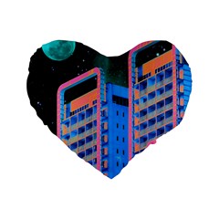 Fantasy City Architecture Building Cityscape Standard 16  Premium Flano Heart Shape Cushions by Cemarart