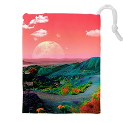 Unicorn Valley Aesthetic Clouds Landscape Mountain Nature Pop Art Surrealism Retrowave Drawstring Pouch (5xl) by Cemarart