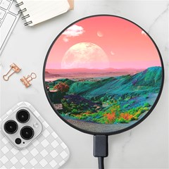 Unicorn Valley Aesthetic Clouds Landscape Mountain Nature Pop Art Surrealism Retrowave Wireless Fast Charger(black) by Cemarart