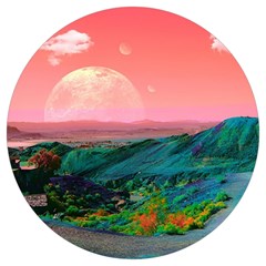 Unicorn Valley Aesthetic Clouds Landscape Mountain Nature Pop Art Surrealism Retrowave Round Trivet by Cemarart