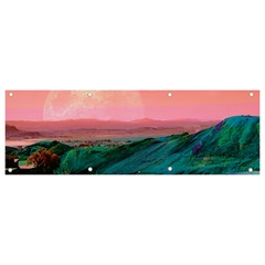 Unicorn Valley Aesthetic Clouds Landscape Mountain Nature Pop Art Surrealism Retrowave Banner And Sign 9  X 3  by Cemarart