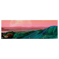 Unicorn Valley Aesthetic Clouds Landscape Mountain Nature Pop Art Surrealism Retrowave Banner And Sign 12  X 4  by Cemarart