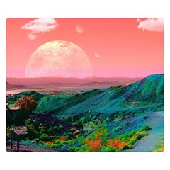 Unicorn Valley Aesthetic Clouds Landscape Mountain Nature Pop Art Surrealism Retrowave Premium Plush Fleece Blanket (small) by Cemarart