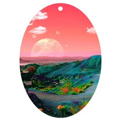 Unicorn Valley Aesthetic Clouds Landscape Mountain Nature Pop Art Surrealism Retrowave Uv Print Acrylic Ornament Oval