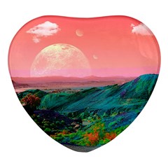 Unicorn Valley Aesthetic Clouds Landscape Mountain Nature Pop Art Surrealism Retrowave Heart Glass Fridge Magnet (4 Pack) by Cemarart