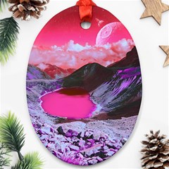 Late Night Feelings Aesthetic Clouds Color Manipulation Landscape Mountain Nature Surrealism Psicode Ornament (oval) by Cemarart