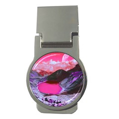 Late Night Feelings Aesthetic Clouds Color Manipulation Landscape Mountain Nature Surrealism Psicode Money Clips (round)  by Cemarart