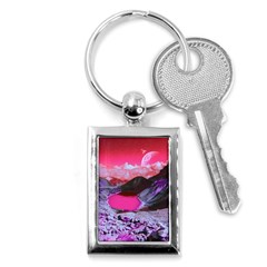 Late Night Feelings Aesthetic Clouds Color Manipulation Landscape Mountain Nature Surrealism Psicode Key Chain (rectangle) by Cemarart