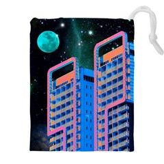 Fantasy City Architecture Building Cityscape Drawstring Pouch (4xl) by Cemarart