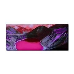 Late Night Feelings Aesthetic Clouds Color Manipulation Landscape Mountain Nature Surrealism Psicode Hand Towel by Cemarart